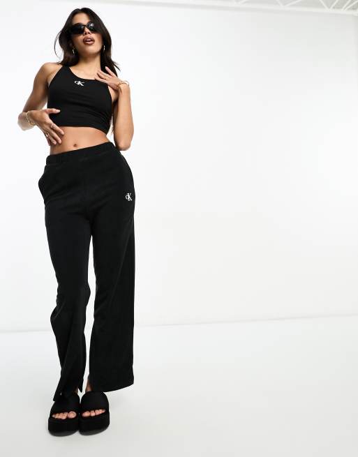 Calvin Klein monogram beachwear high waist pants in black ASOS