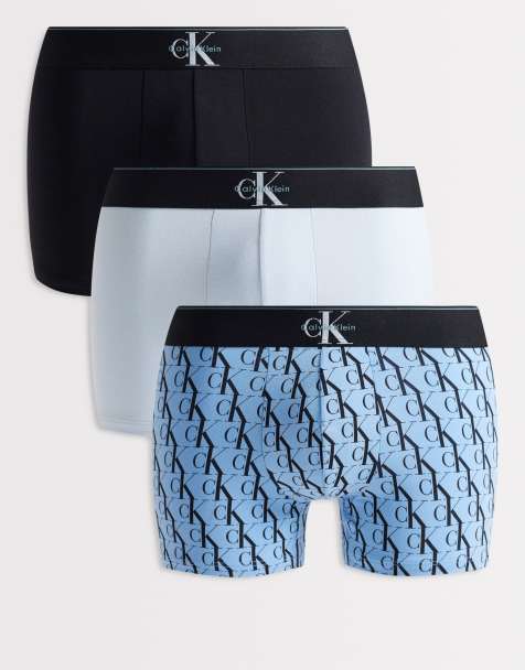 Calvin Klein Monogram bomuldsboksershorts, pakke med 3, i sort/mønster/grå - view 1