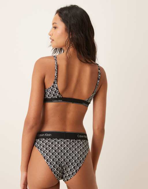Calvin Klein Monogram bralette bikini top in black , 4 of 4