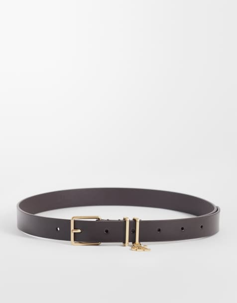Calvin Klein monogram charm 25mm belt in chocolate brown - view 1