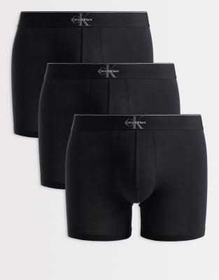 Calvin Klein Men's Black Monogram Cotton 3 Pack Boxer Briefs In