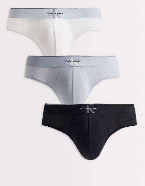 Calvin Klein Monogram Cotton 3 pack hip briefs in black/grey/white - view 1