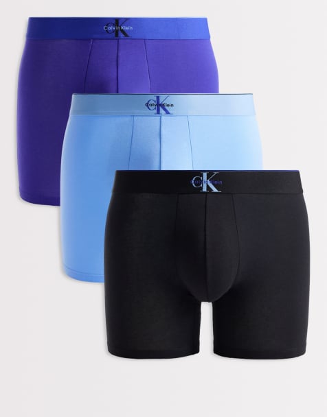 Calvin Klein - Monogram Cotton - Lot de 3 boxers - Noir et bleu - view 1