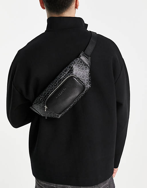 Calvin Klein monogram fanny pack in black | ASOS