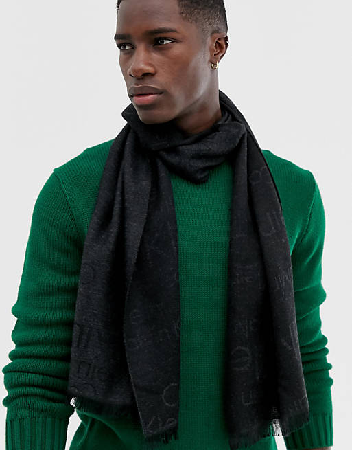 Calvin Klein monogram logo scarf in black | ASOS