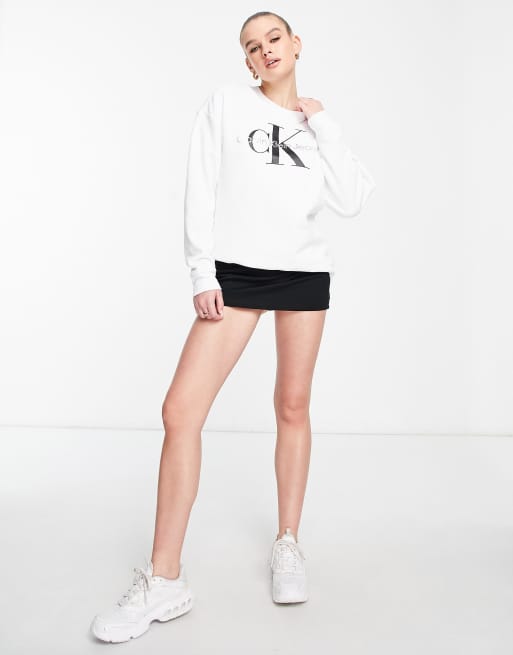 Calvin Klein monogram logo sweatshirt in white