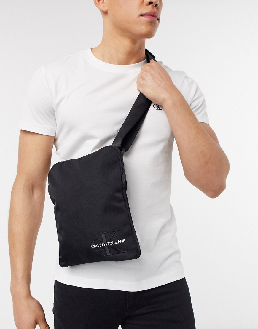 Calvin Klein monogram nylon flight bag-Black