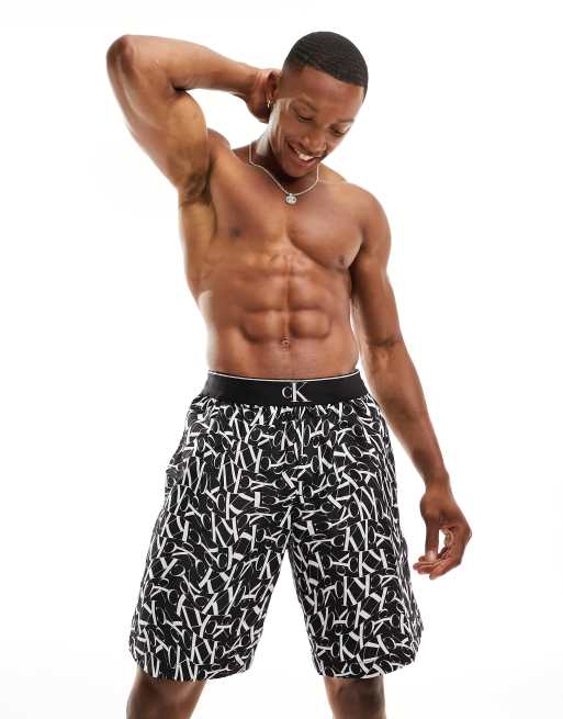 Boss Men's Monogram-Print Swim Shorts