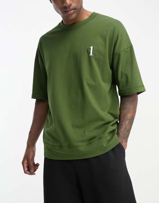 Calvin Klein monogram pyjama set in moss green
