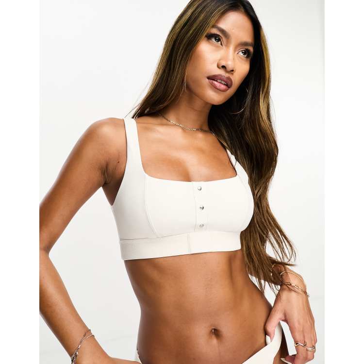 PRETTYLITTLETHING White Seamless Rib Racer Back Bra