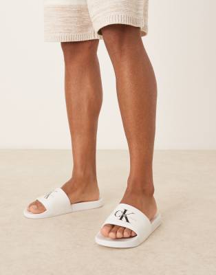 monogram slides in white and black