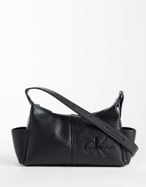 Calvin Klein monologo crossbody bag with pockets in black
