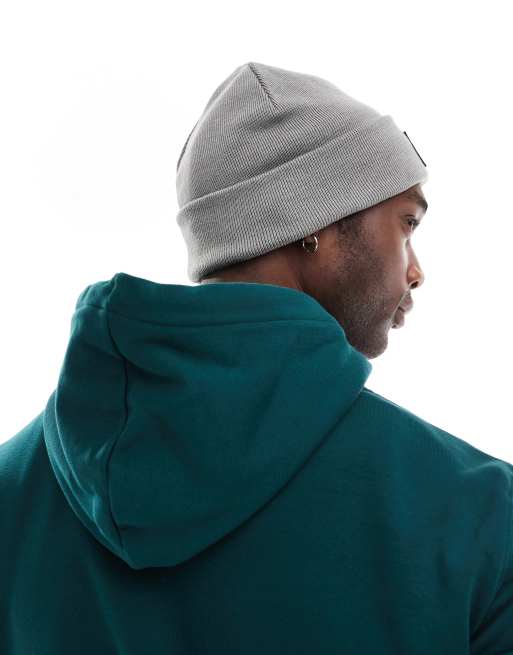 Calvin Klein monologo patch beanie in gray, 3 of 4