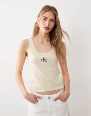 Calvin Klein Monologo Tank Top In Yellow