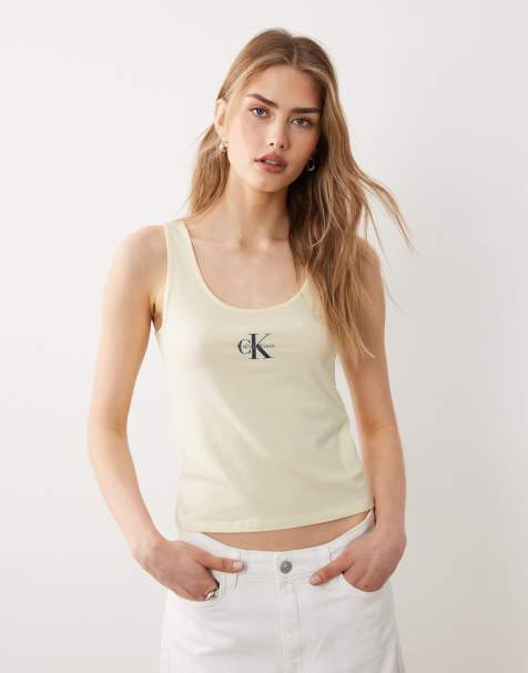 Calvin Klein monologo tank top in butter yellow - view 1