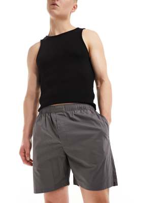 Calvin Klein – Mörkgrå pyjamasshorts i äkta bomull
