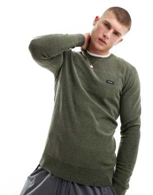 Calvin Klein – Mouline-Pullover aus Baumwoll-Nylon in Grün