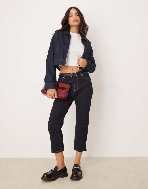 Calvin Klein - Mørke jeans og jakke i denim med lynlås, 3 af 4