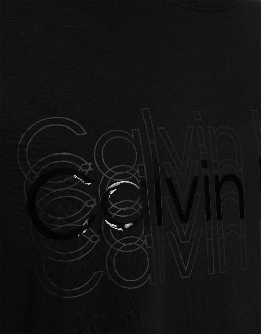 Calvin Klein multi layered logo t shirt in black