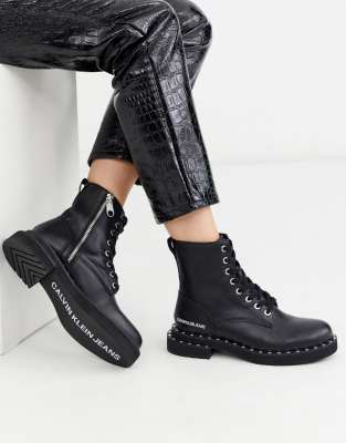 calvin klein jeans leather ankle boots