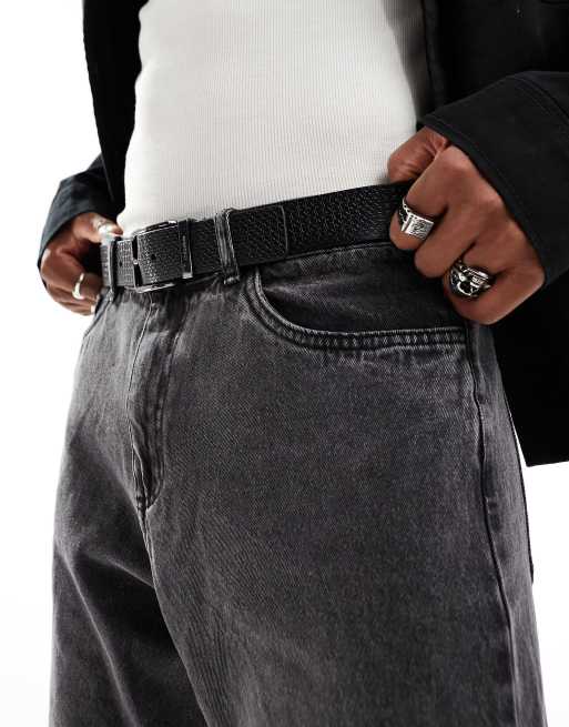 Calvin Klein – Nano – Gürtel in Schwarz mit Monogrammmusterung