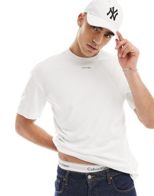 Calvin Klein nano logo interlock t-shirt in white