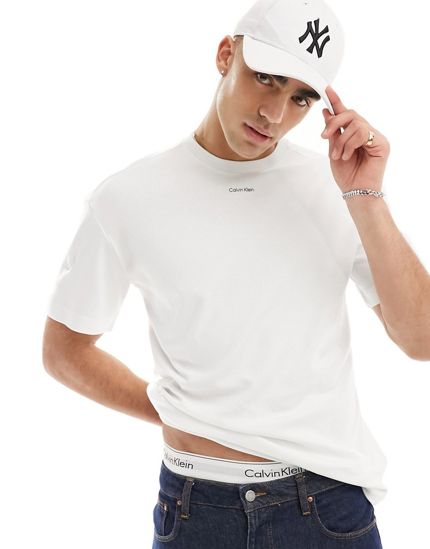 Calvin Klein nano logo interlock t-shirt in white