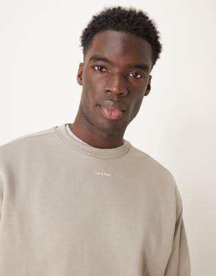 Calvin Klein Nano Logo Sweatshirt In Stone-neutral