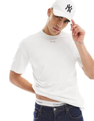 Calvin Klein nano logo t-shirt in white - view 1