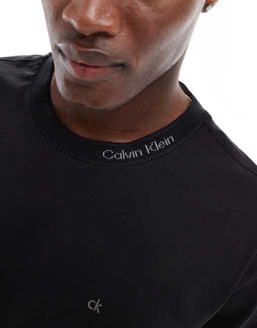 Calvin Klein Neck Logo T Shirt in Black