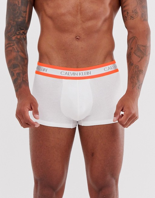 Calvin Klein Neon Cotton logo waistband trunks in white