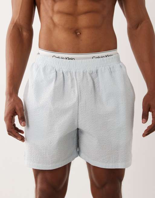 Calvin Klein – Niebieskie szorty od piżamy z kory w paski, 3 z 5