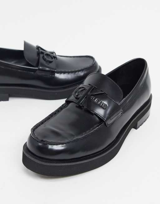 Black calvin klein store loafers