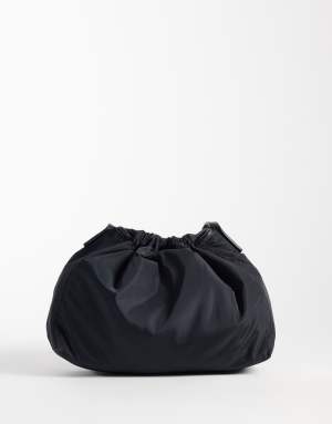 Calvin Klein nylon drawstring crossbody bag with bold logo in black