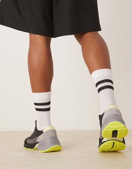 Calvin Klein nylon hiking/running sneakers in black and lime, 4 of 5
