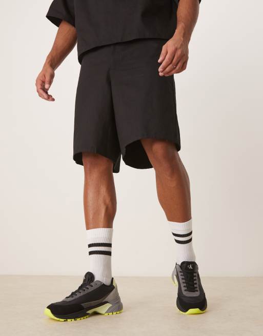 Calvin Klein nylon hiking/running sneakers in black and lime, 5 of 5