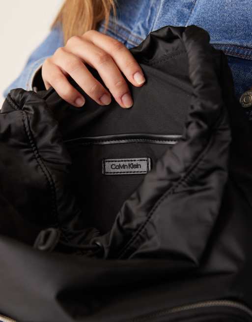 Calvin Klein nylon pocket backpack in black, 3 of 4