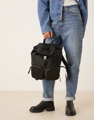 Calvin Klein Nylon Pocketed Backpack In Black