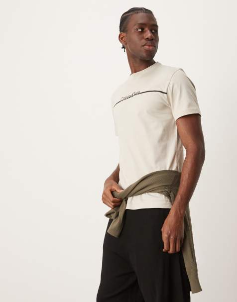 Calvin Klein - Offwhite T-shirt med streglogo - view 1