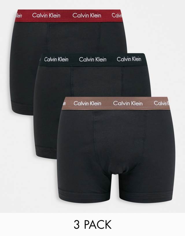 Calvin Klein One 3-pack trunks in black with contrast waistbands