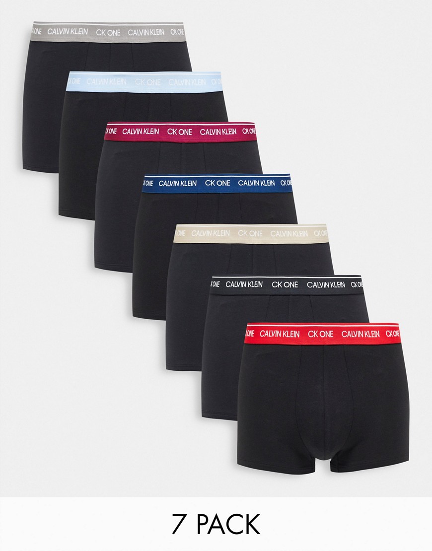 Calvin Klein One 7-pack trunks in black with contrast waistbands