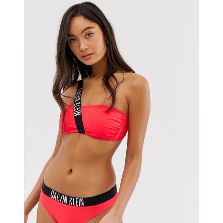 Calvin Klein One Shoulder Bikini Top - Black