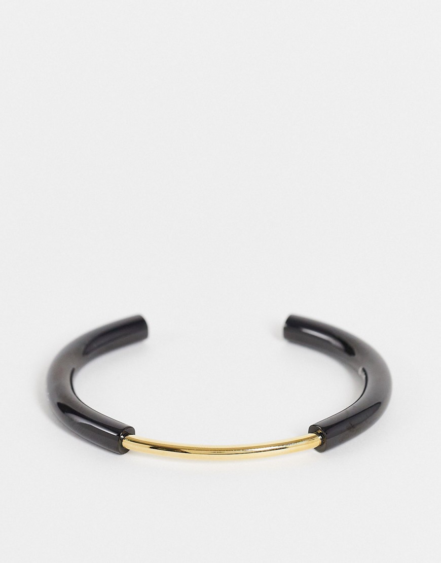 Calvin Klein open bangle in black and gold