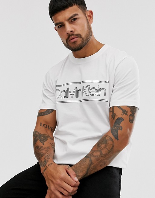 Calvin Klein outline chest logo t-shirt in white
