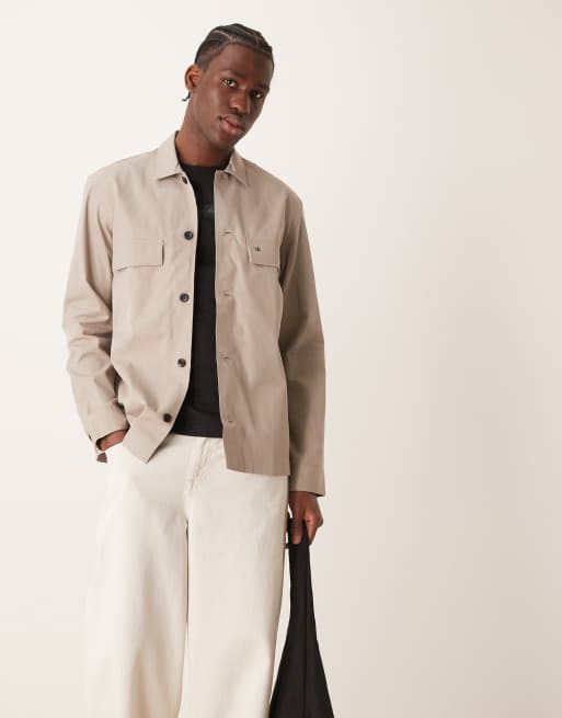 Calvin Klein - Overshirt met knopen in beige