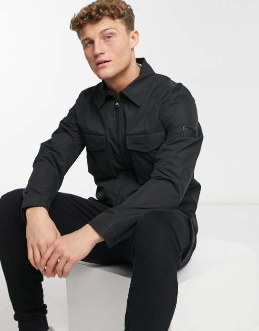 Calvin Klein overshirt with chest pockets in black ASOS