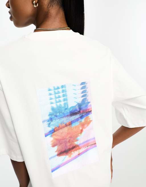 Calvin Klein oversize t shirt dress with logo in white floral print | ASOS