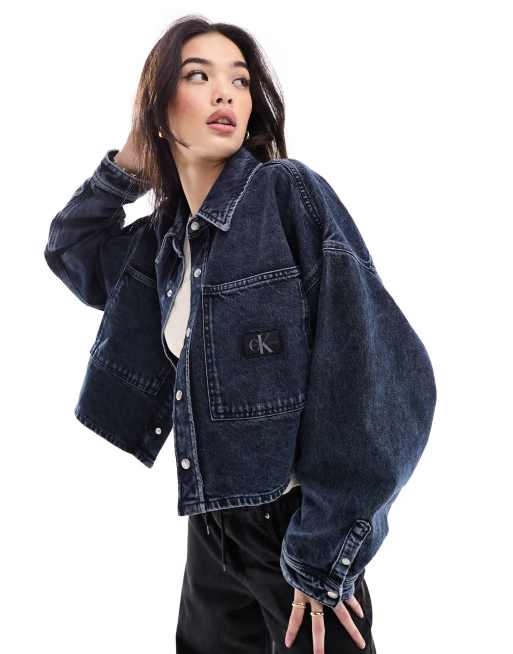 Calvin Klein Oversized Cropped Denim Shirt in denim