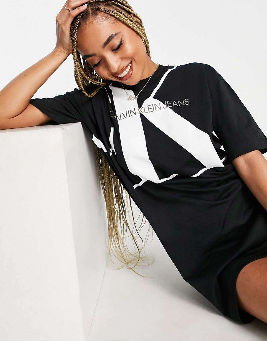 Calvin Klein oversized t-shirt dress with large front logo in black
