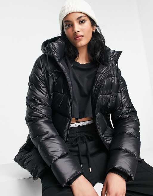 Calvin Klein padded hooded jacket in black ASOS